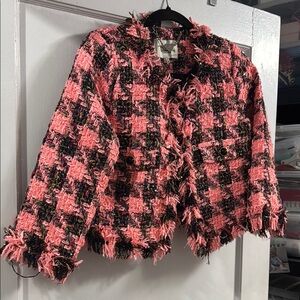 Darling Pink and Black Tweed Blazer